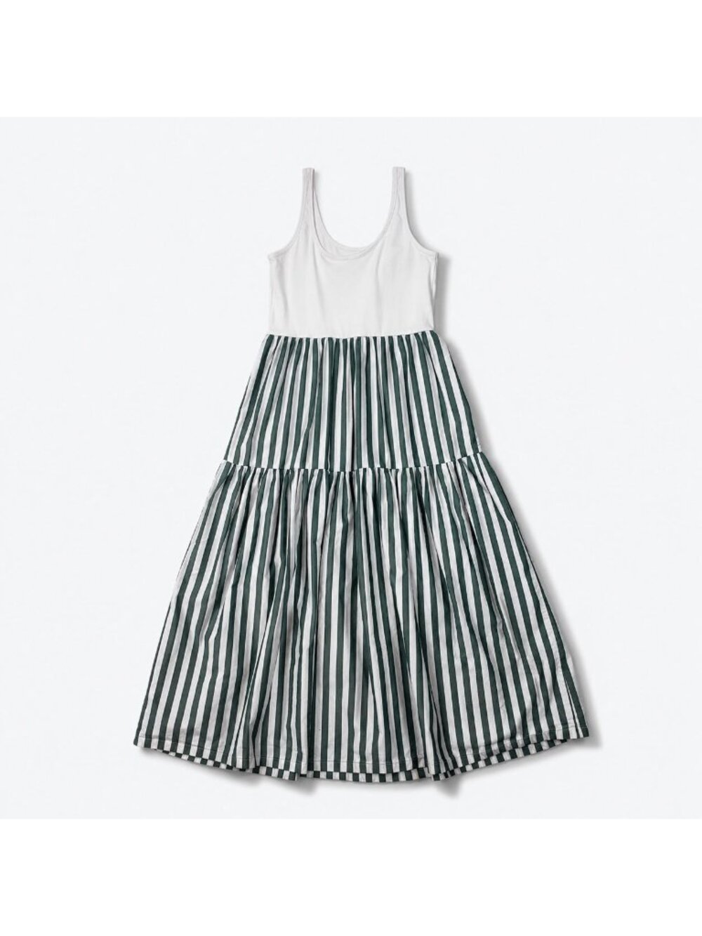 J.Crew Factory Striped Tiered Knit Mixy Dress Green Women’s Size Small Midi EUC - Picture 2 of 16